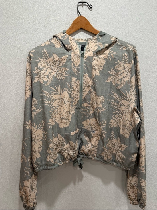 Hurley Tops - Hurley Teal Tropical Print Quarter Zip Hoodie Pullover Size XL NWT